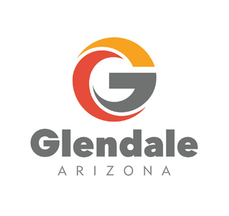 Glendale, Arizona logo featuring a stylized "G" in orange, gray, and red colors, representing the city served by Ironclad Roofing for residential roofing solutions.