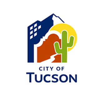 City of Tucson logo featuring a stylized mountain, cactus, and sun, representing the unique landscape and climate of Tucson, Arizona.
