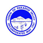 Town of Paradise Valley logo featuring mountains and cacti, representing Ironclad Roofing's service area in Arizona.