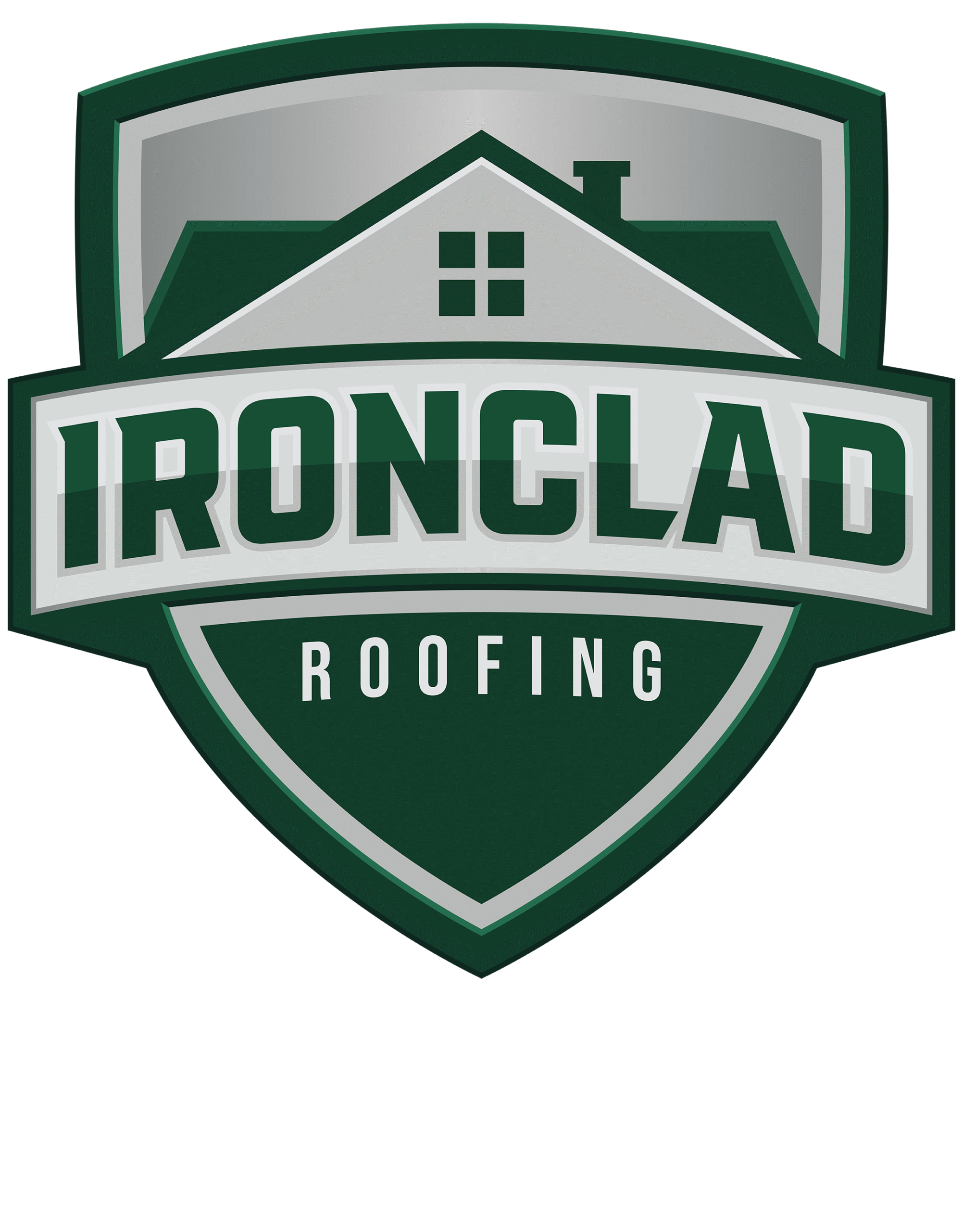 Ironclad Roofing logo featuring a house silhouette, emphasizing roofing services and expertise in Phoenix, Arizona.
